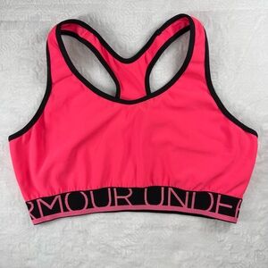 Under Armour Mid-Impact Racerback Sports Bra Pink Black Size Small
